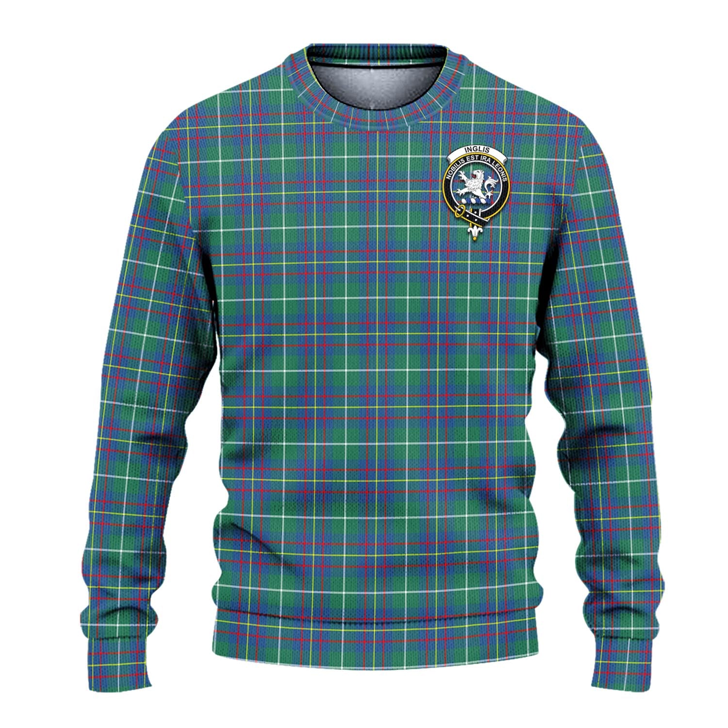 Inglis Ancient Tartan Knitted Sweater with Family Crest - Tartanvibesclothing