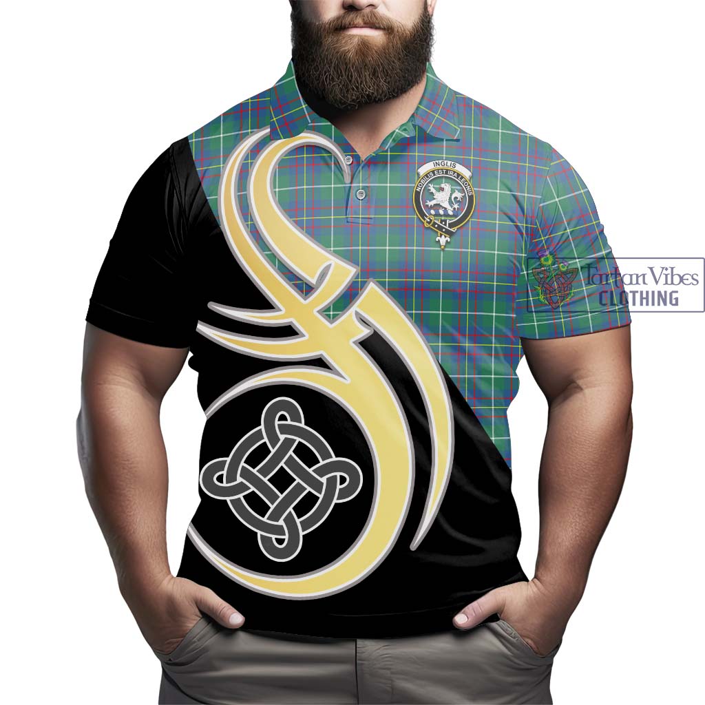 Inglis Ancient Tartan Polo Shirt with Family Crest and Celtic Symbol Style - Tartan Vibes Clothing