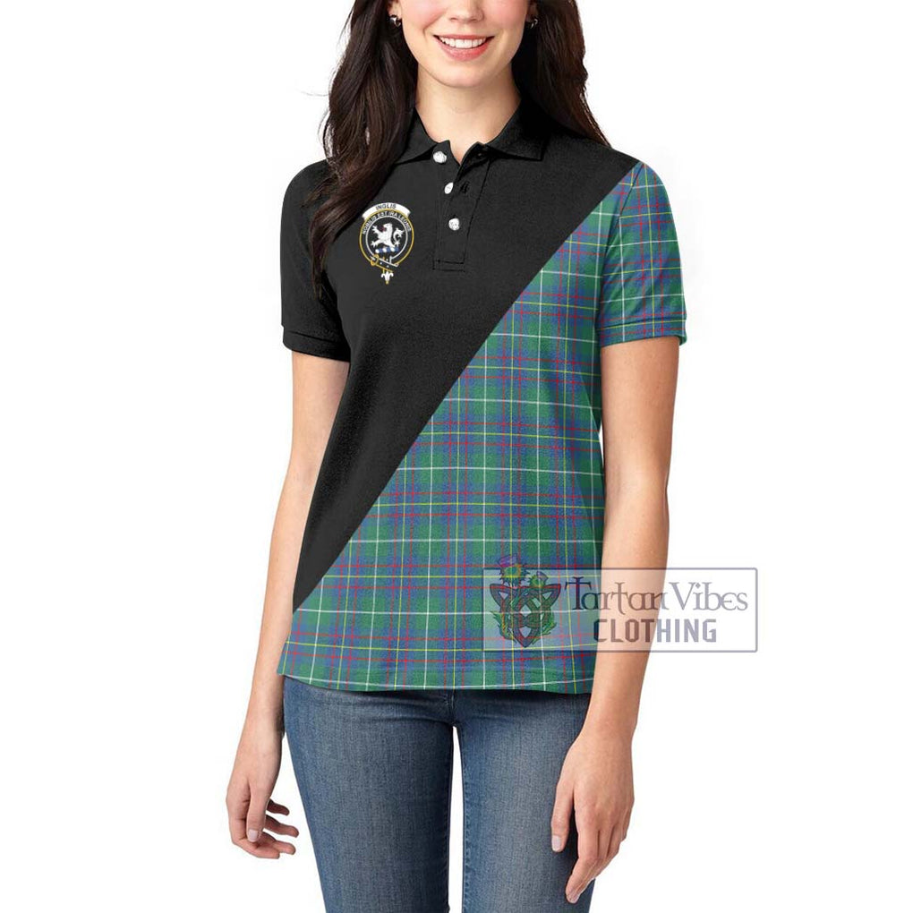 Inglis Ancient Tartan Women's Polo Shirt with Family Crest and Military Logo Style - Tartanvibesclothing Shop