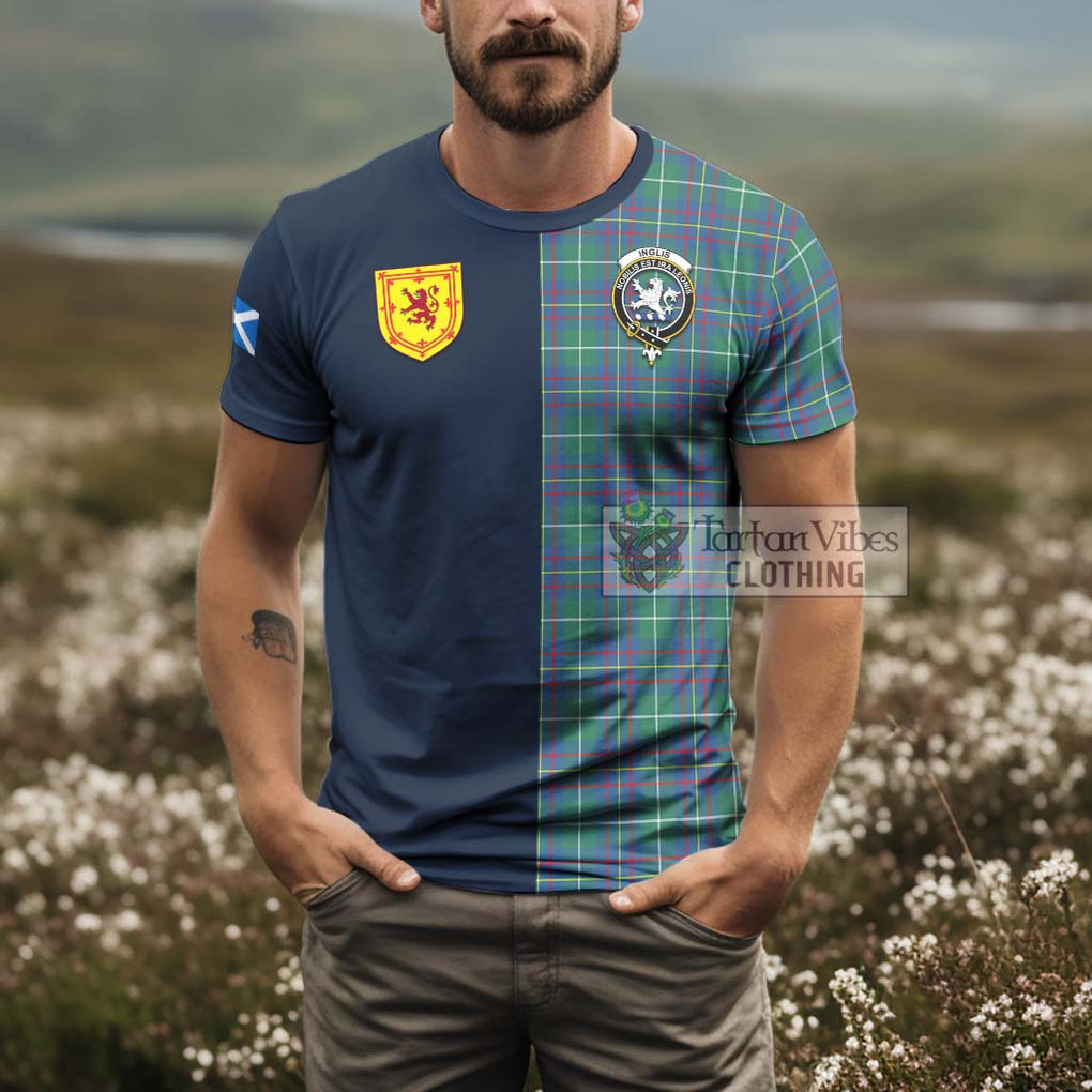 Tartan Vibes Clothing Inglis Ancient Tartan T-Shirt Alba with Scottish Lion Royal Arm Half Style