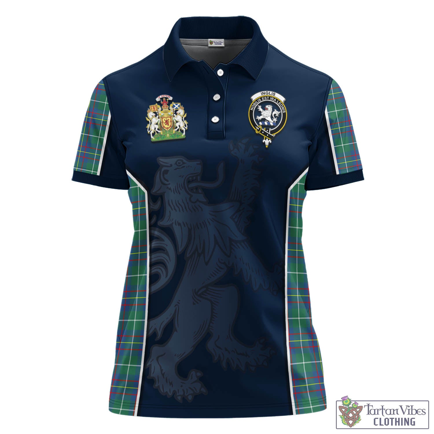 Inglis Ancient Tartan Women's Polo Shirt with Family Crest and Lion Rampant Vibes Sport Style - Tartan Vibes Clothing