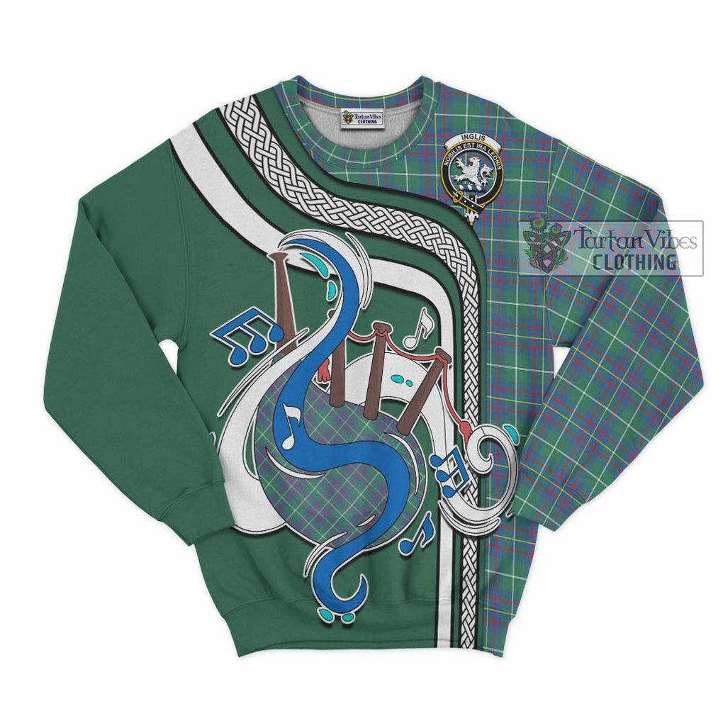 Tartan Vibes Clothing Inglis Ancient Tartan Sweatshirt with Epic Bagpipe Style