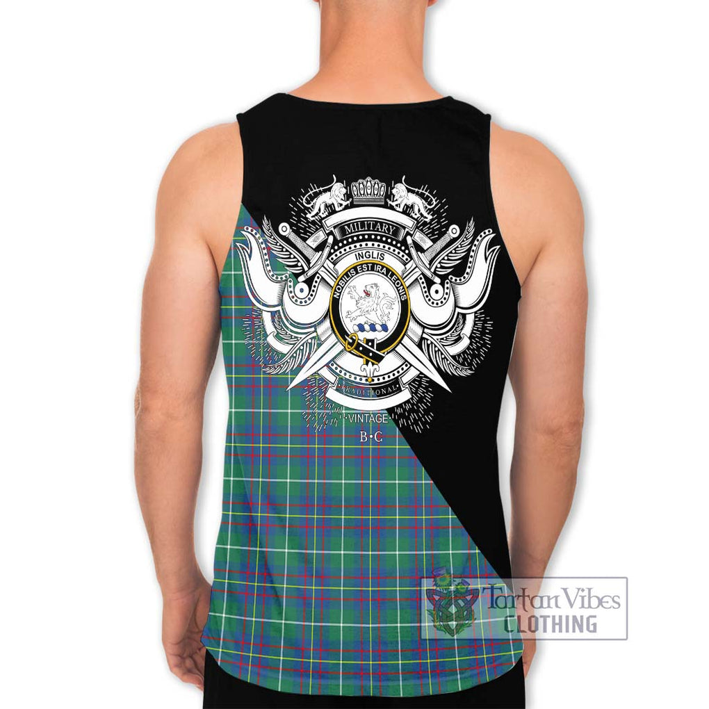 Inglis Ancient Tartan Men's Tank Top with Family Crest and Military Logo Style - Tartanvibesclothing Shop