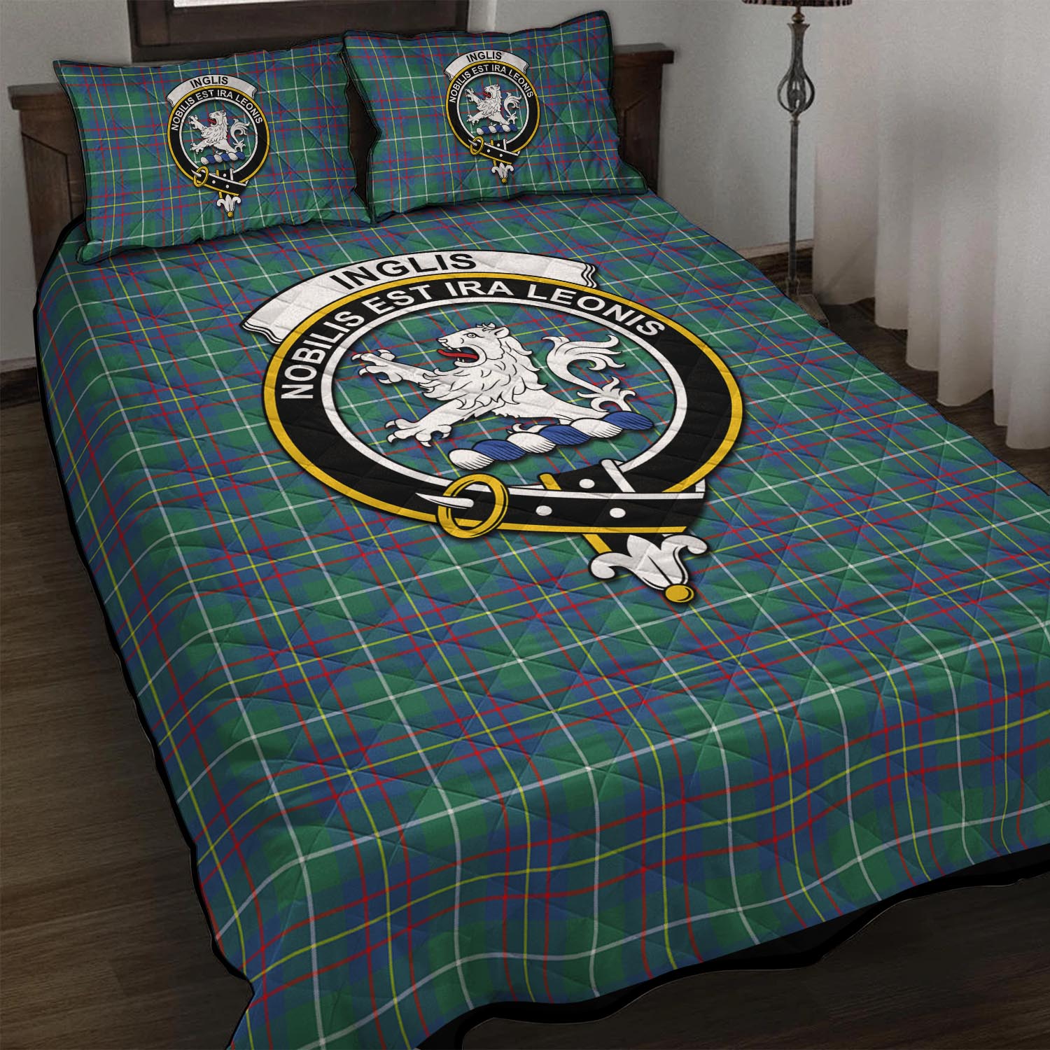 Inglis Ancient Tartan Quilt Bed Set with Family Crest - Tartan Vibes Clothing