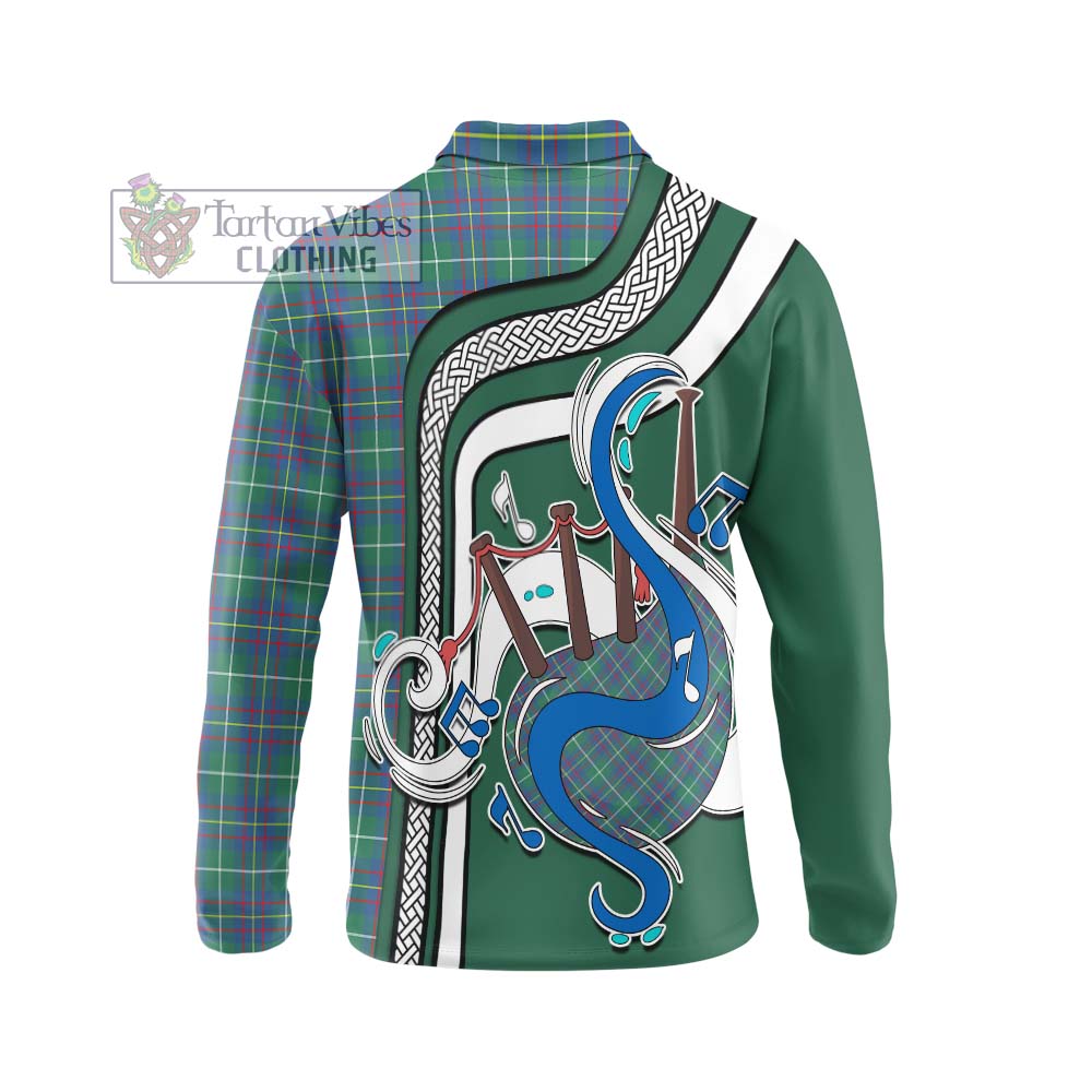 Tartan Vibes Clothing Inglis Ancient Tartan Long Sleeve Polo Shirt with Epic Bagpipe Style