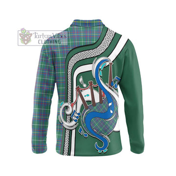 Inglis Ancient Tartan Long Sleeve Polo Shirt with Epic Bagpipe Style