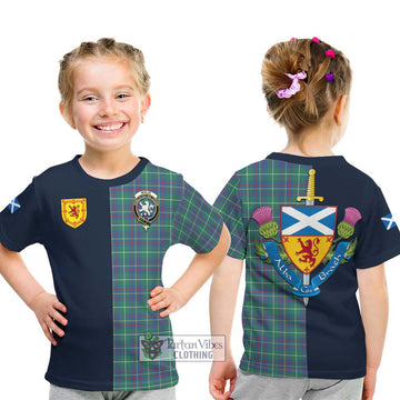 Inglis Ancient Tartan Kid T-Shirt Alba with Scottish Lion Royal Arm Half Style