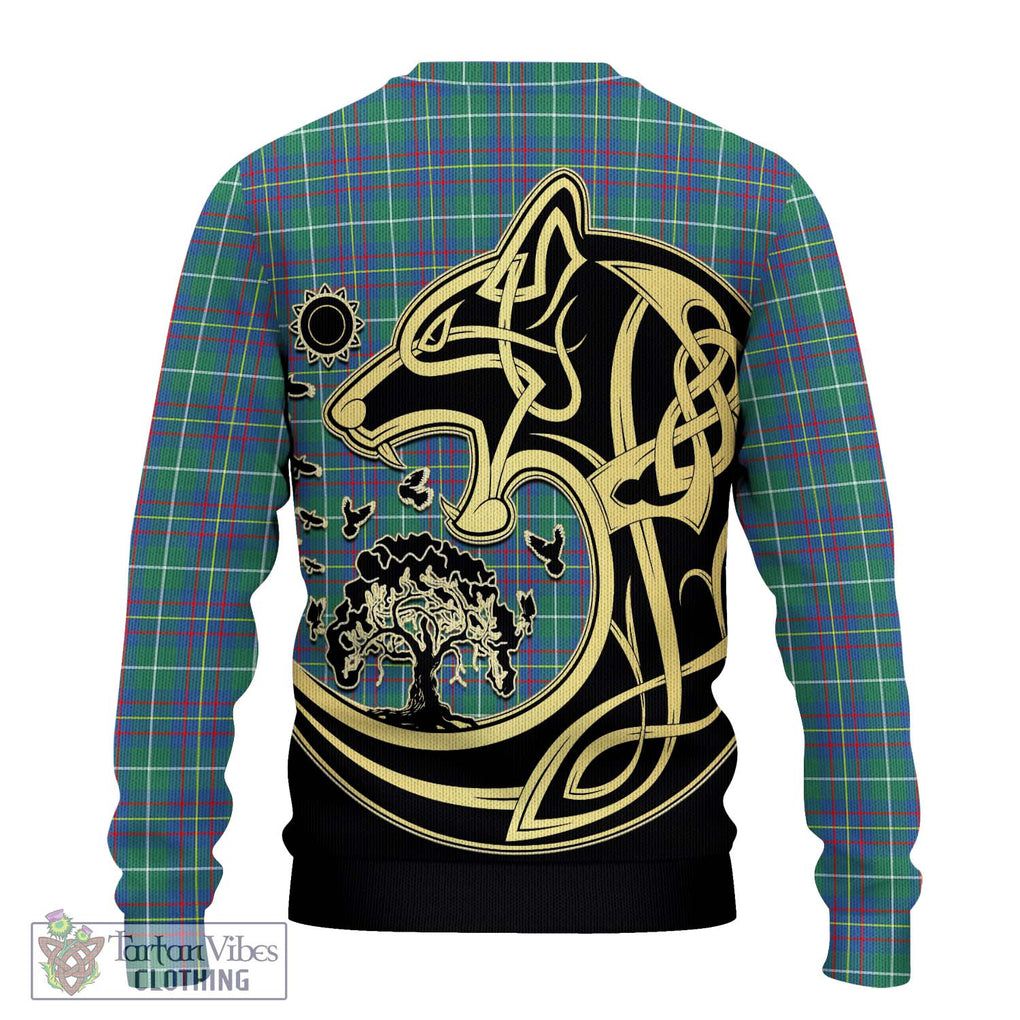 Inglis Ancient Tartan Knitted Sweater with Family Crest Celtic Wolf Style - Tartan Vibes Clothing