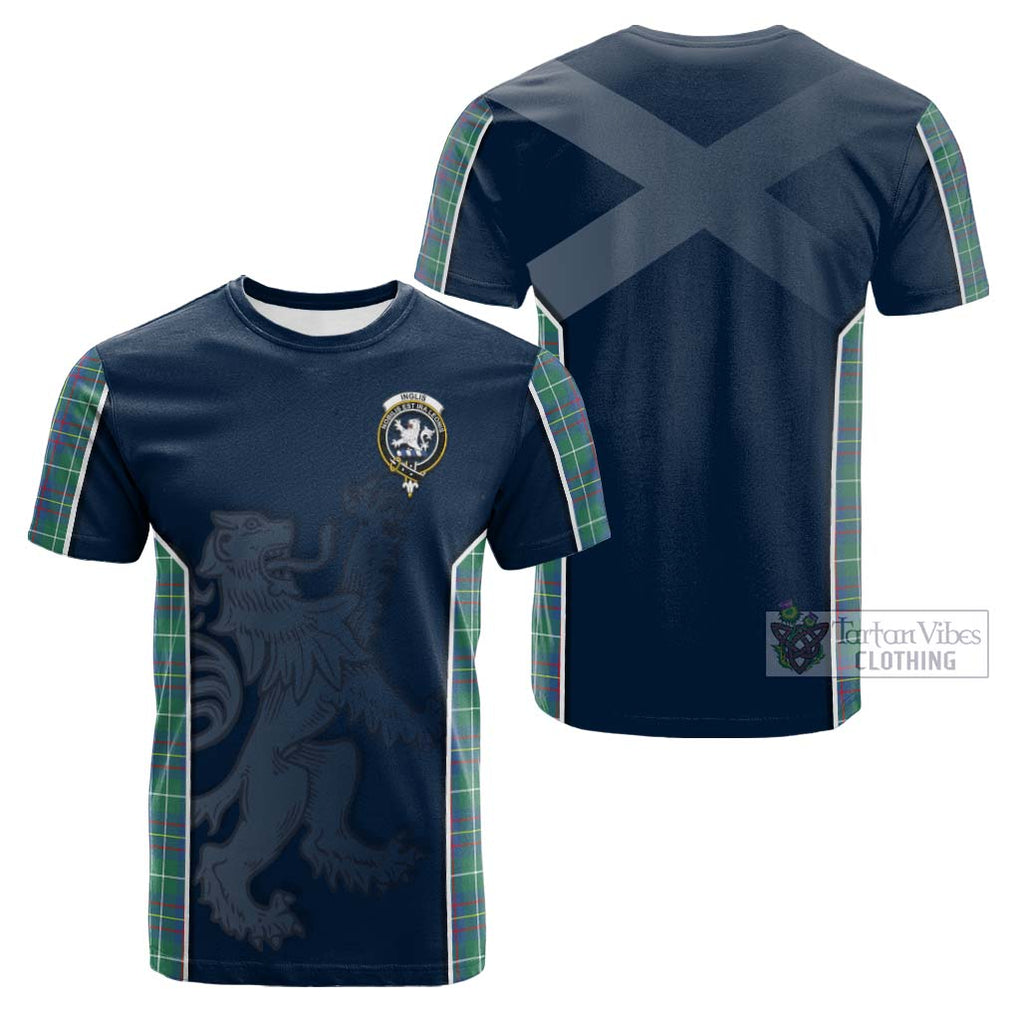 Tartan Vibes Clothing Inglis Ancient Tartan Cotton T-shirt with Family Crest and Lion Rampant Vibes Sport Style