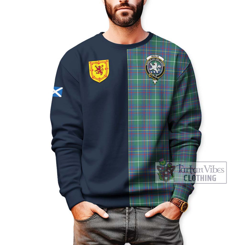 Tartan Vibes Clothing Inglis Ancient Tartan Sweatshirt with Scottish Lion Royal Arm Half Style