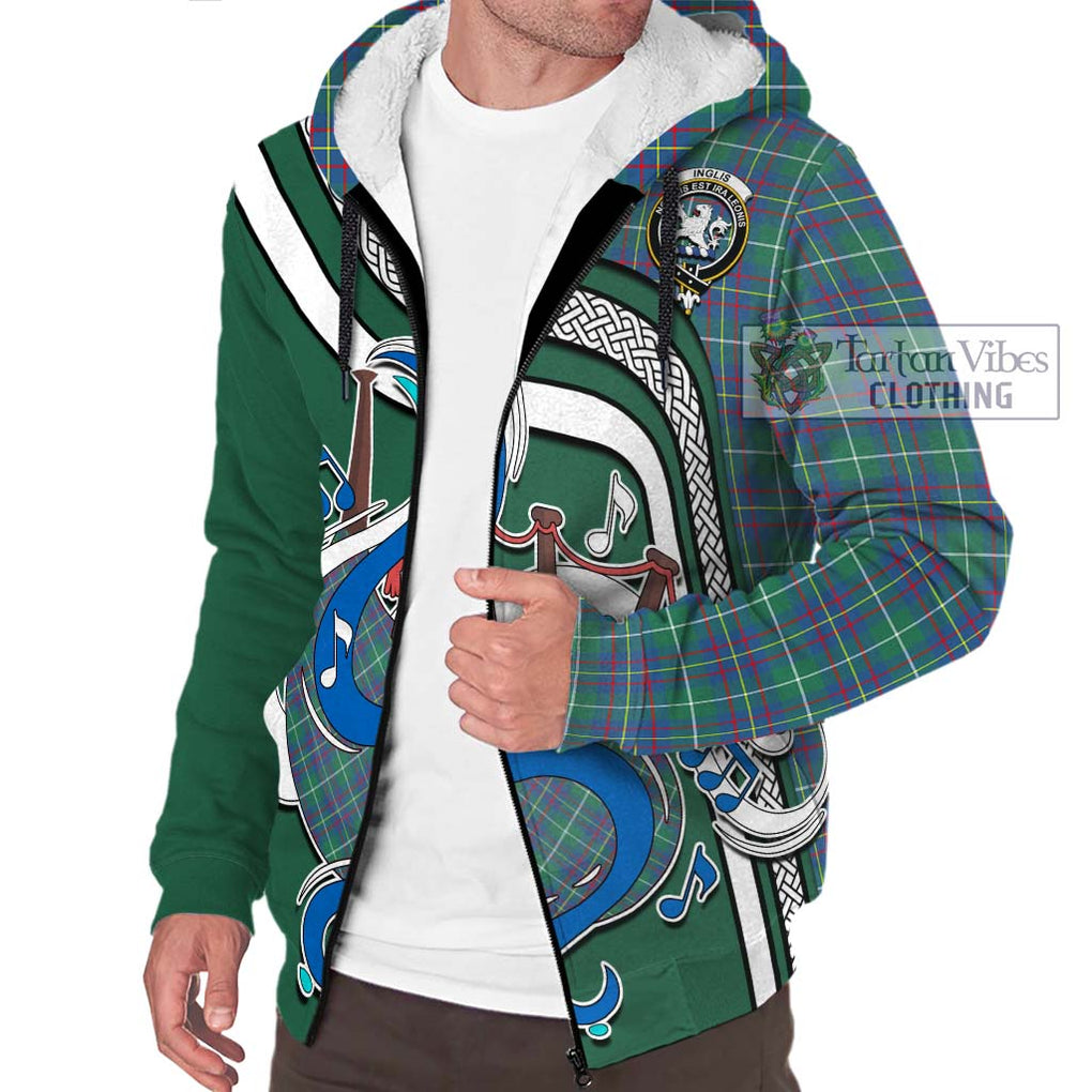 Inglis Ancient Tartan Sherpa Hoodie with Epic Bagpipe Style Unisex - Tartanvibesclothing Shop