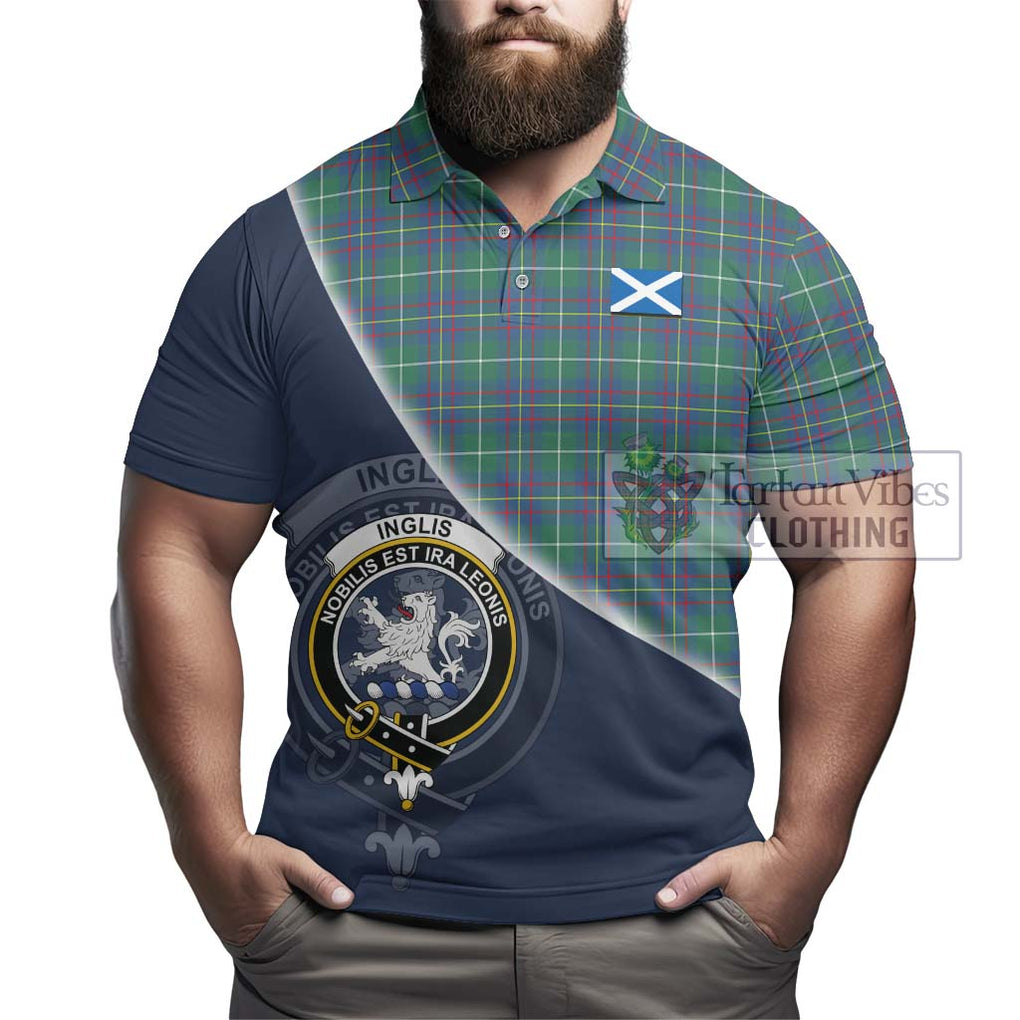 Inglis Ancient Tartan Polo Shirt with Personalised National Flag and Family Crest Half Style - Tartanvibesclothing Shop