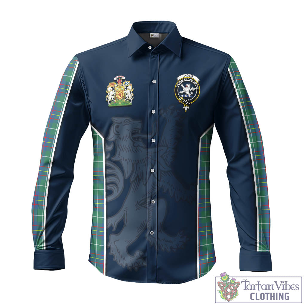 Tartan Vibes Clothing Inglis Ancient Tartan Long Sleeve Button Up Shirt with Family Crest and Lion Rampant Vibes Sport Style