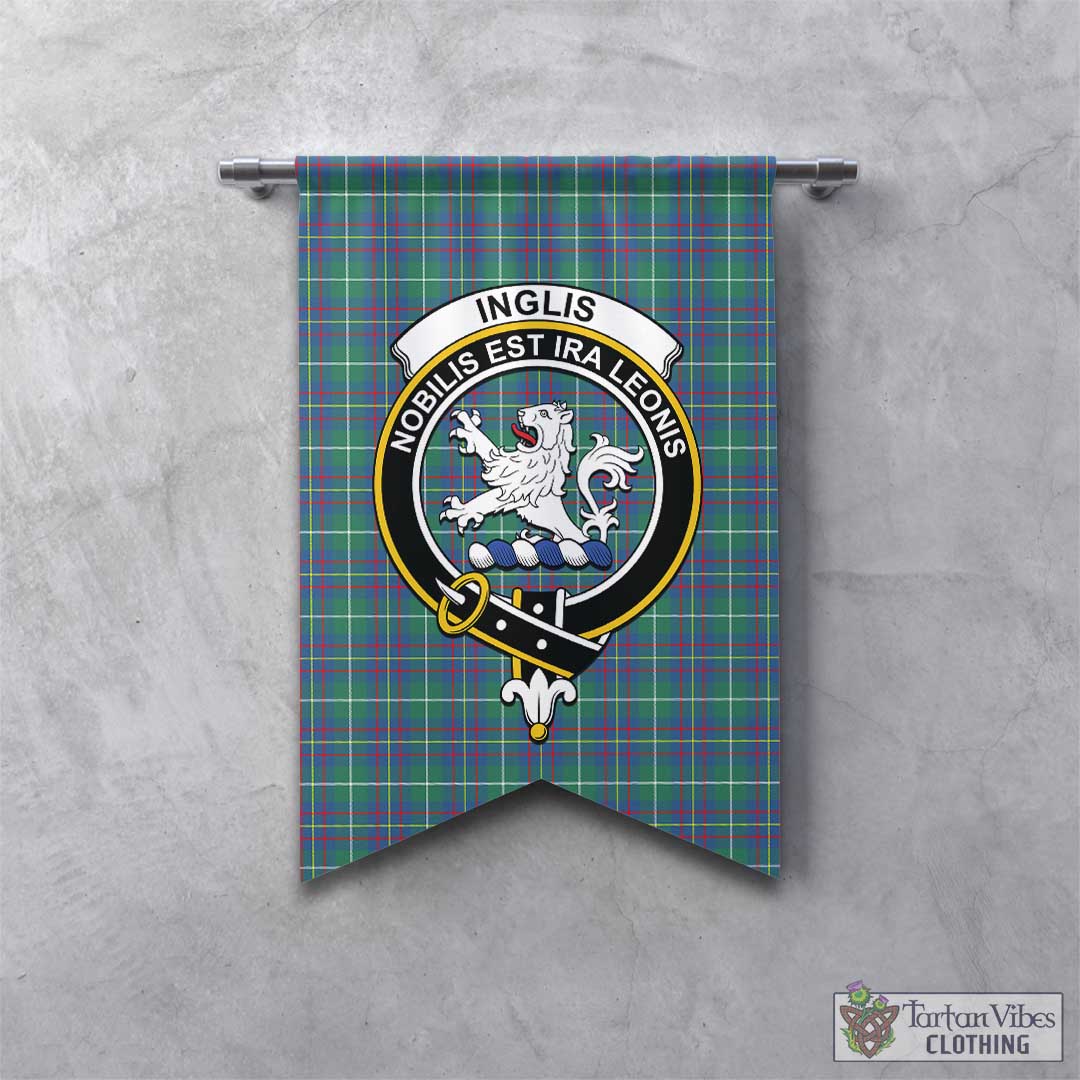 Tartan Vibes Clothing Inglis Ancient Tartan Gonfalon, Tartan Banner with Family Crest