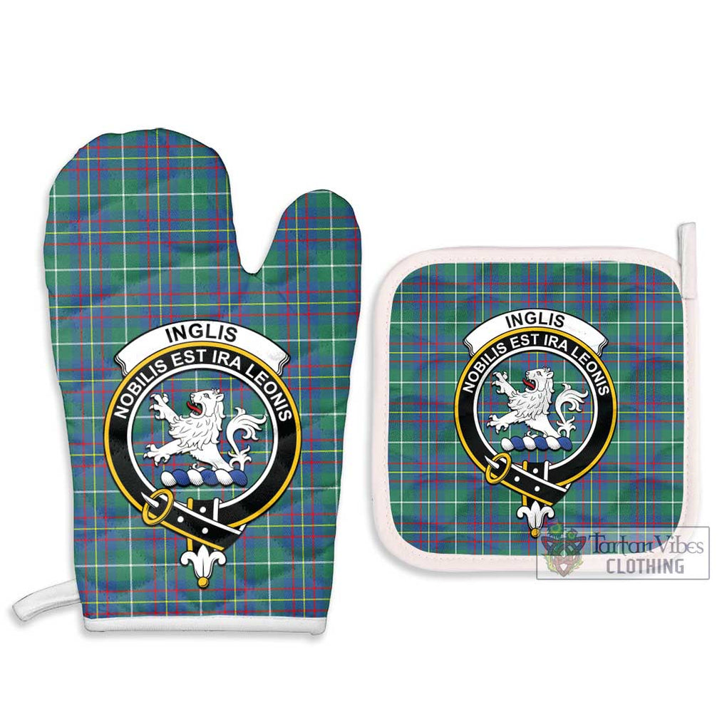 Inglis Ancient Tartan Combo Oven Mitt & Pot-Holder with Family Crest Combo 1 Oven Mitt & 2 Pot-Holder White - Tartan Vibes Clothing