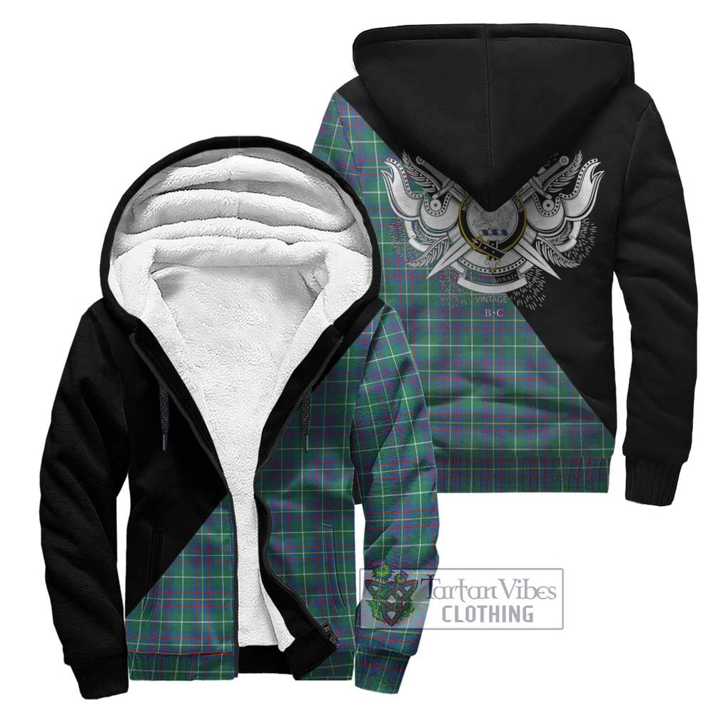 Inglis Ancient Tartan Sherpa Hoodie with Family Crest and Military Logo Style Unisex - Tartanvibesclothing Shop