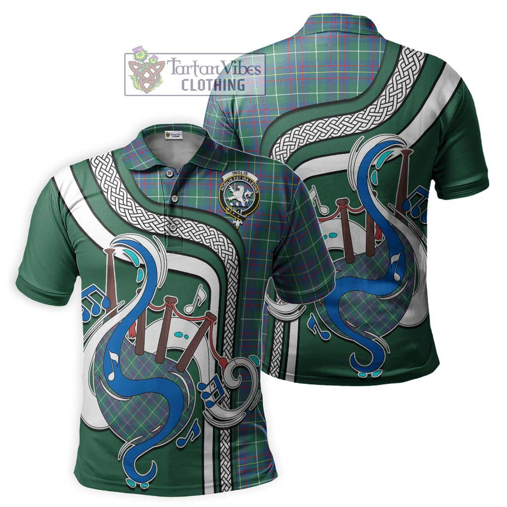 Tartan Vibes Clothing Inglis Ancient Tartan Polo Shirt with Epic Bagpipe Style