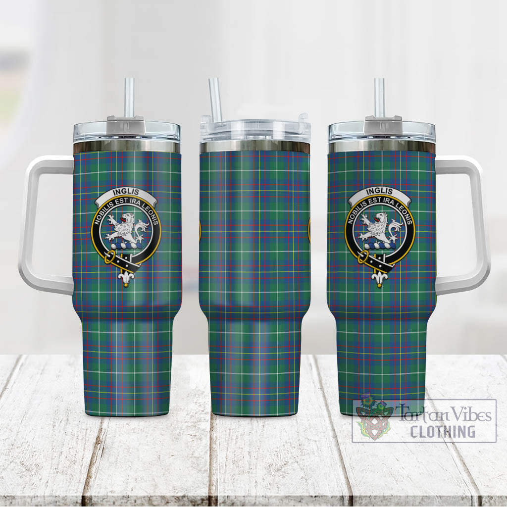 Tartan Vibes Clothing Inglis Ancient Tartan and Family Crest Tumbler with Handle