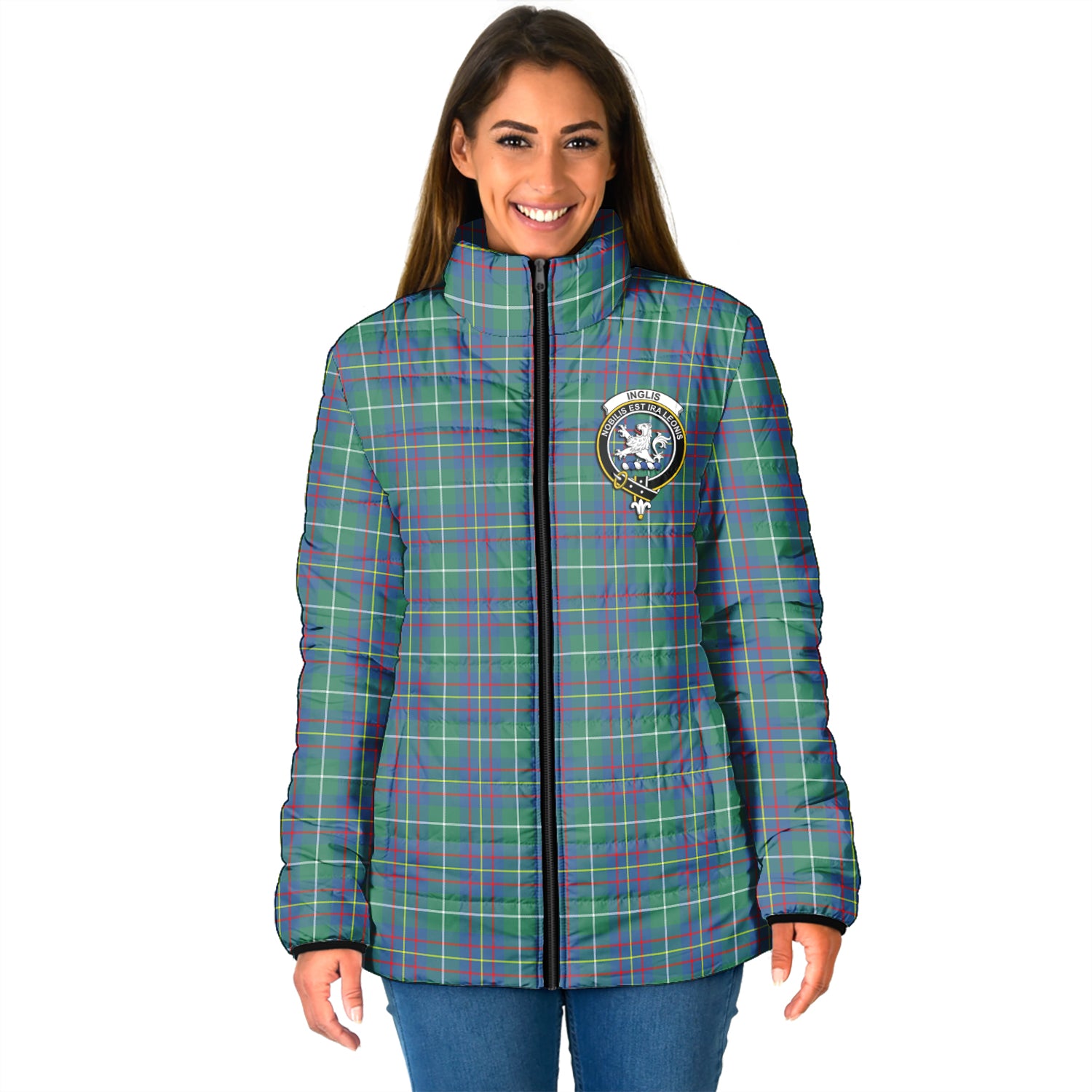 Inglis Ancient Tartan Padded Jacket with Family Crest - Tartan Vibes Clothing