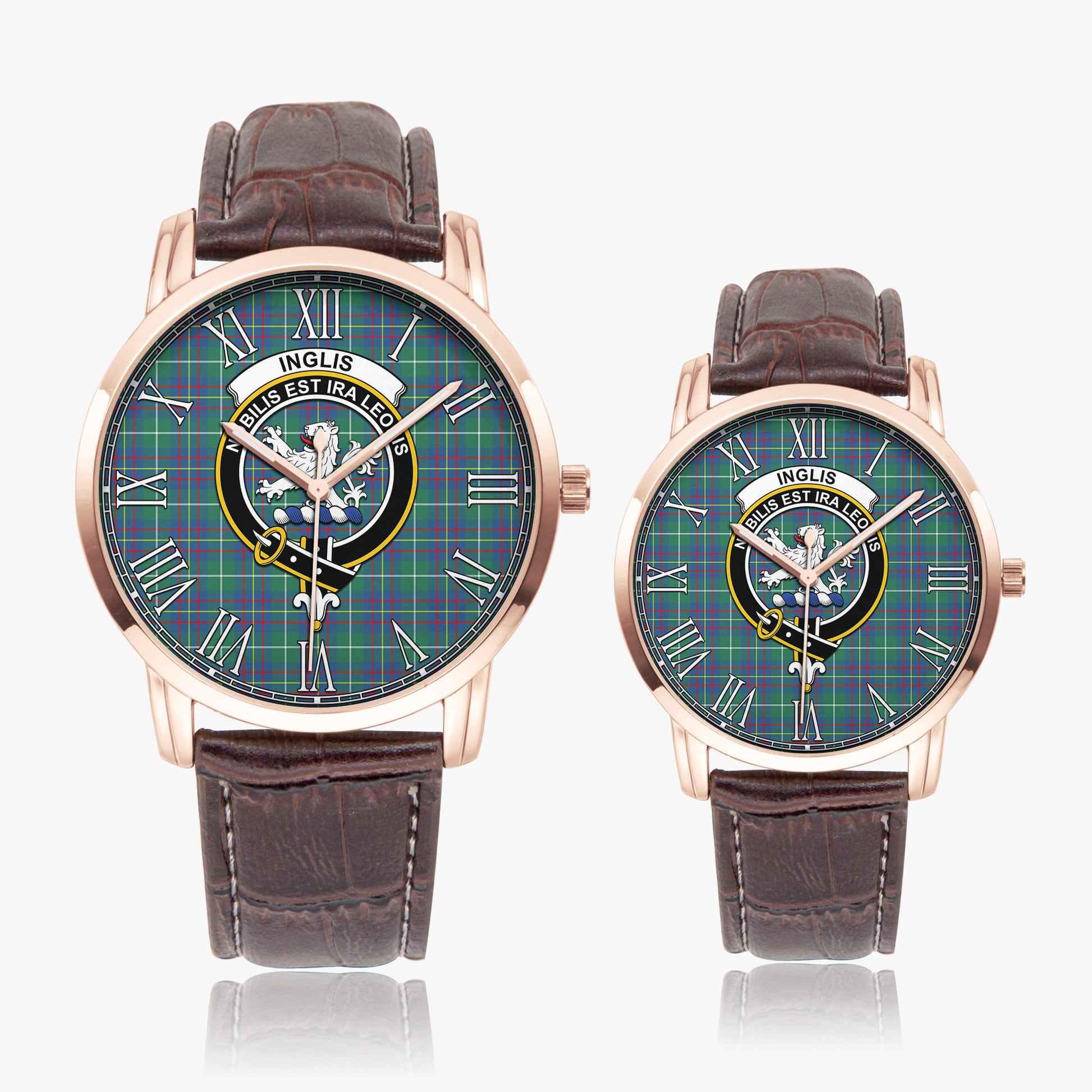 Inglis Ancient Tartan Family Crest Leather Strap Quartz Watch - Tartanvibesclothing