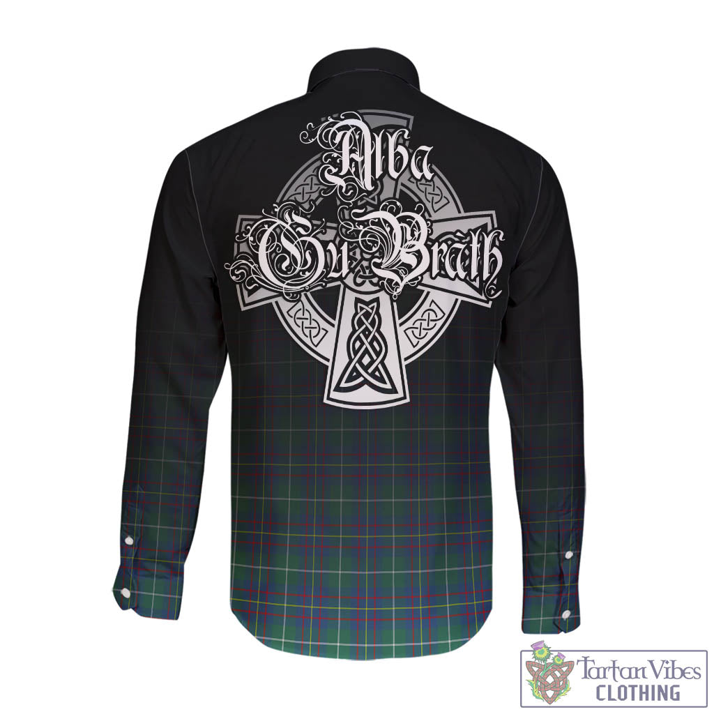 Tartan Vibes Clothing Inglis Ancient Tartan Long Sleeve Button Up Featuring Alba Gu Brath Family Crest Celtic Inspired