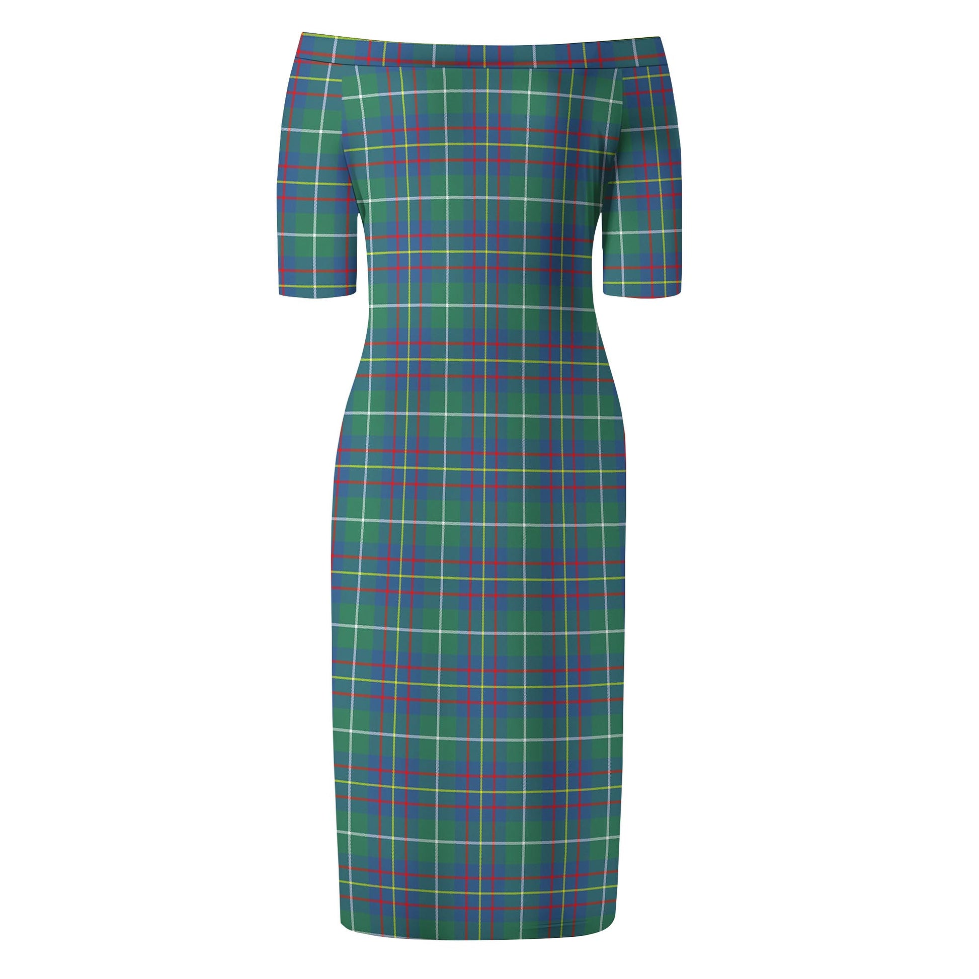 Inglis Ancient Tartan Off Shoulder Lady Dress - Tartanvibesclothing