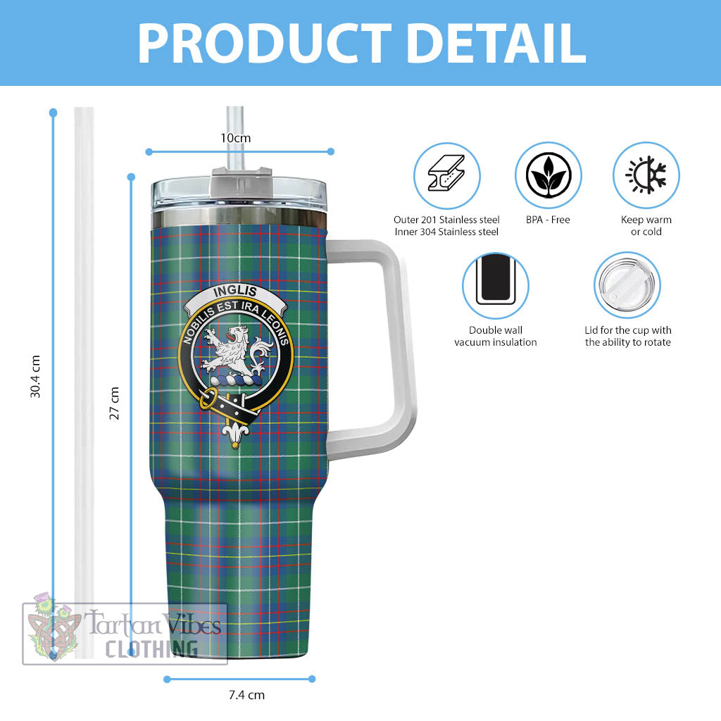 Tartan Vibes Clothing Inglis Ancient Tartan and Family Crest Tumbler with Handle