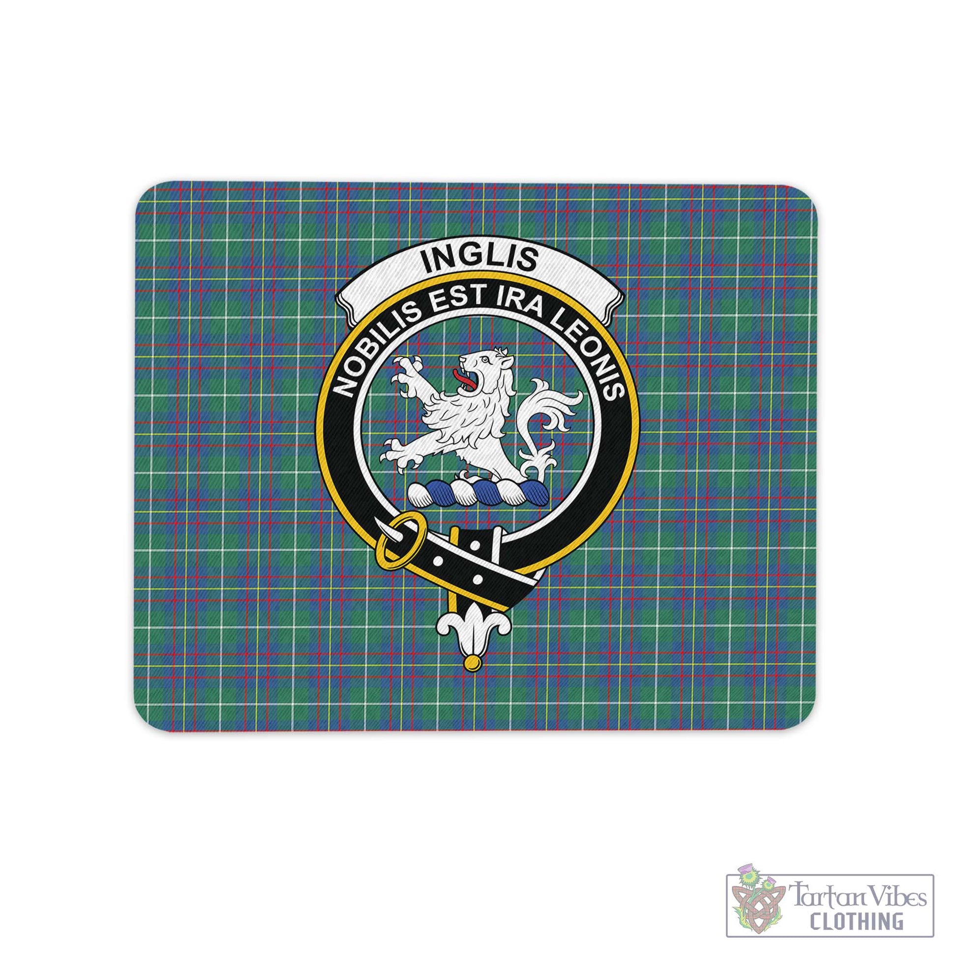 Tartan Vibes Clothing Inglis Ancient Tartan Mouse Pad with Family Crest