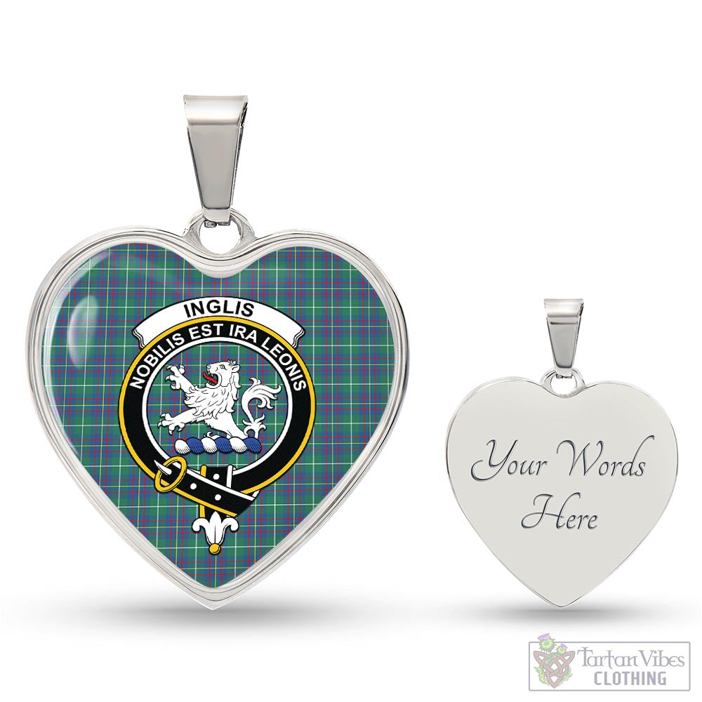 Tartan Vibes Clothing Inglis Ancient Tartan Heart Necklace with Family Crest