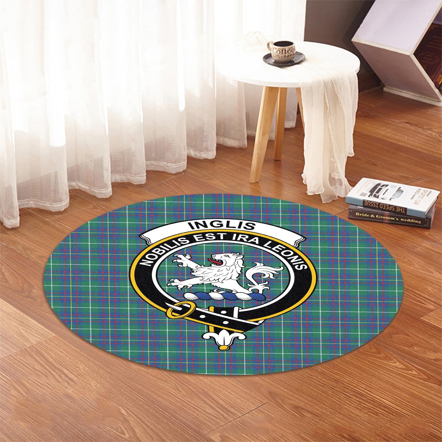 inglis-ancient-tartan-round-rug-with-family-crest