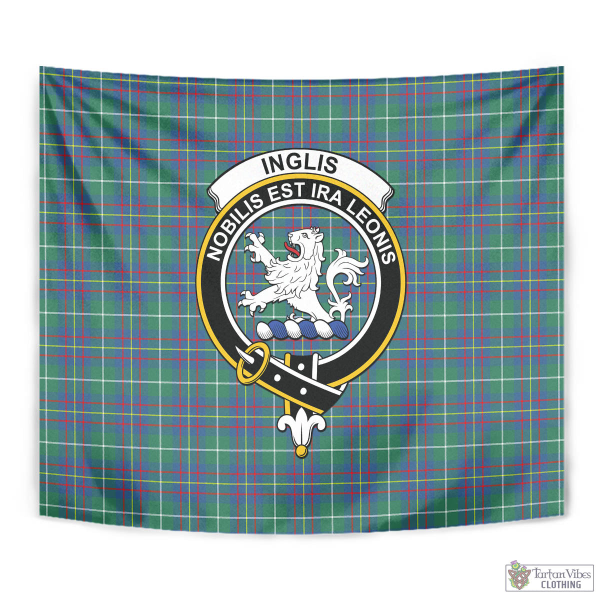 Tartan Vibes Clothing Inglis Ancient Tartan Tapestry Wall Hanging and Home Decor for Room with Family Crest