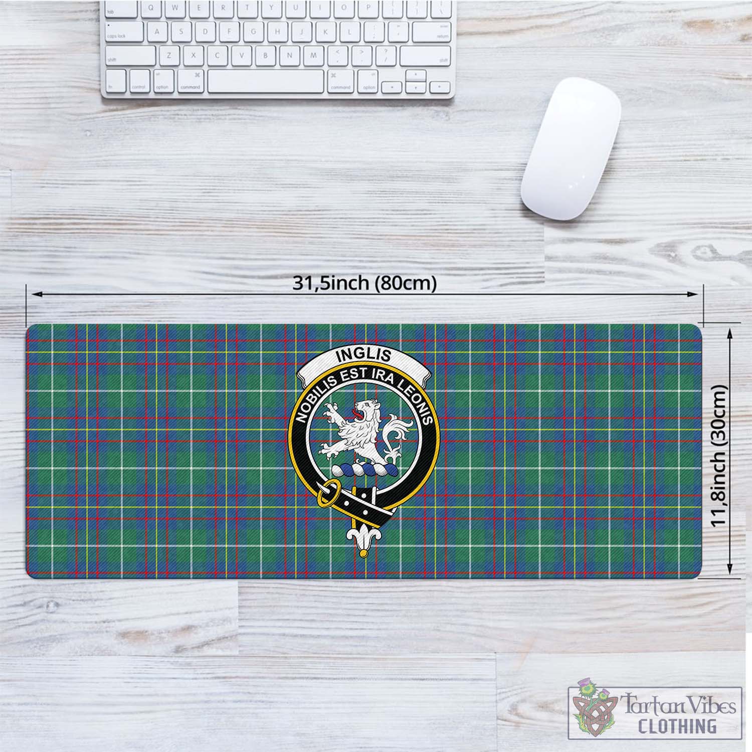 Tartan Vibes Clothing Inglis Ancient Tartan Mouse Pad with Family Crest