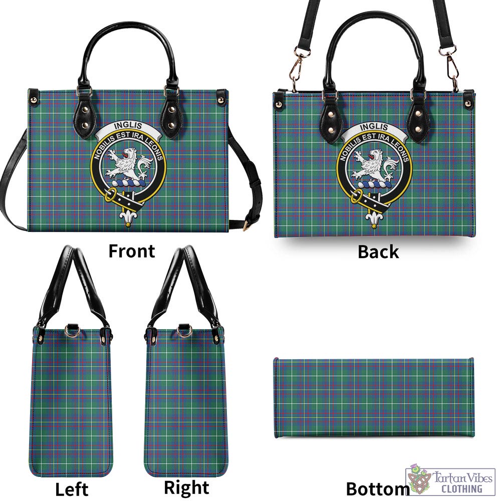 Tartan Vibes Clothing Inglis Ancient Tartan Luxury Leather Handbags with Family Crest