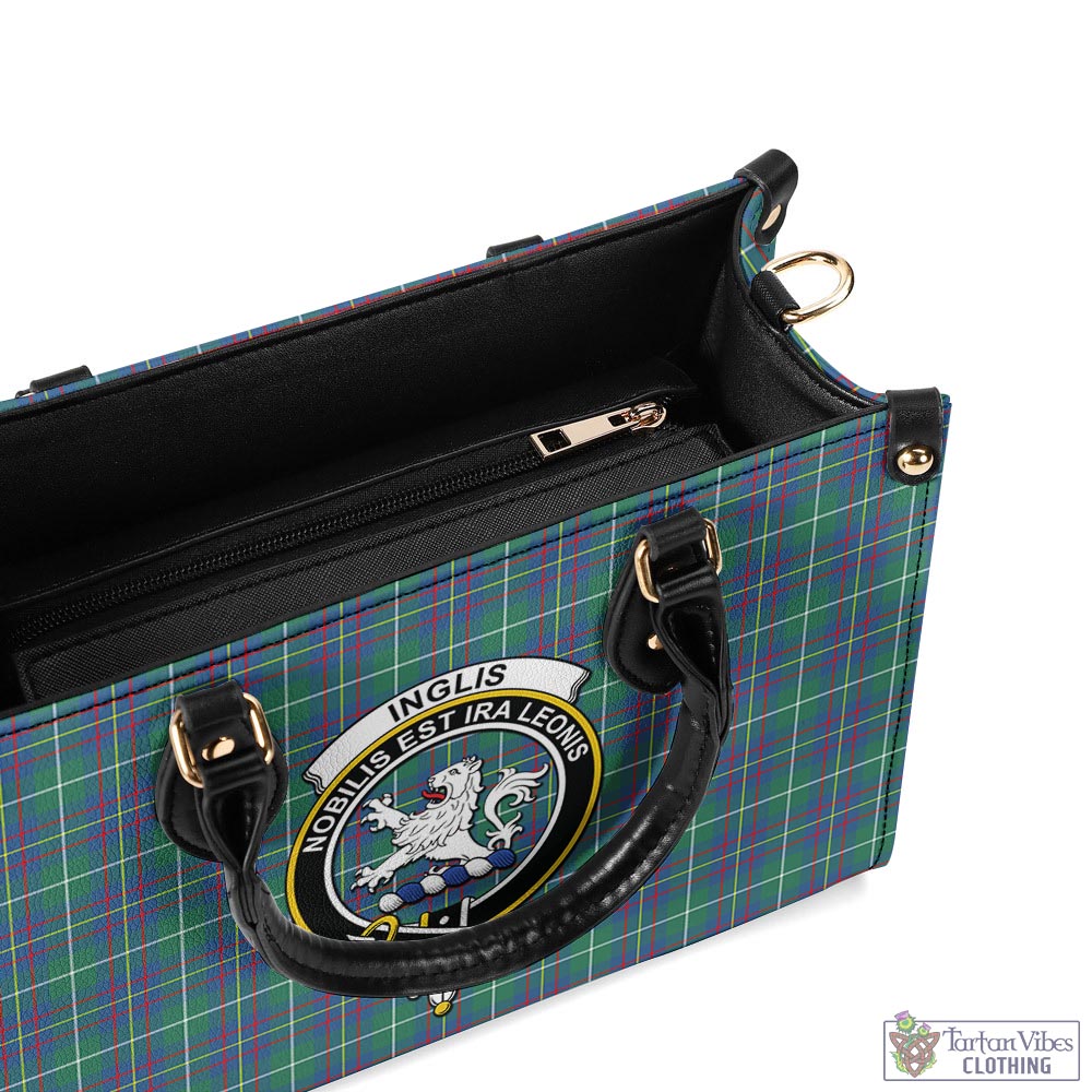 Tartan Vibes Clothing Inglis Ancient Tartan Luxury Leather Handbags with Family Crest