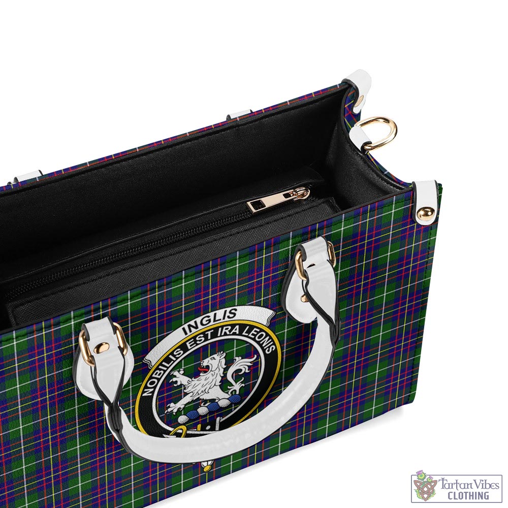 Tartan Vibes Clothing Inglis Modern Tartan Luxury Leather Handbags with Family Crest