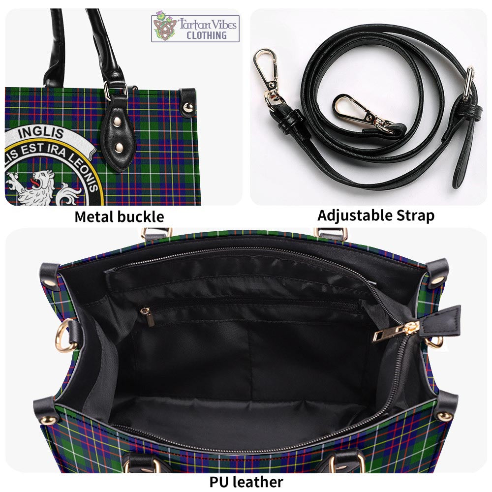 Tartan Vibes Clothing Inglis Modern Tartan Luxury Leather Handbags with Family Crest