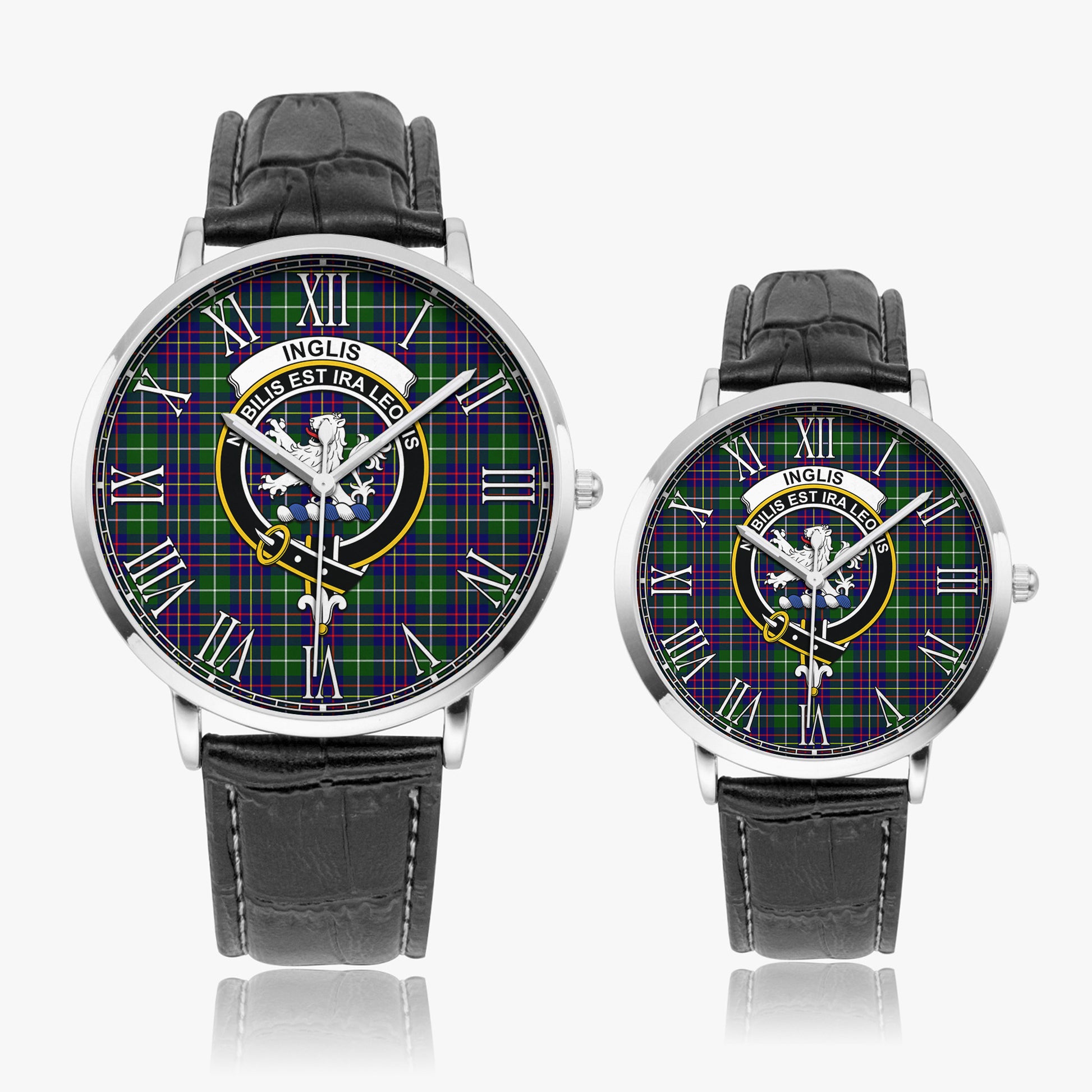 Inglis Modern Tartan Family Crest Leather Strap Quartz Watch - Tartanvibesclothing