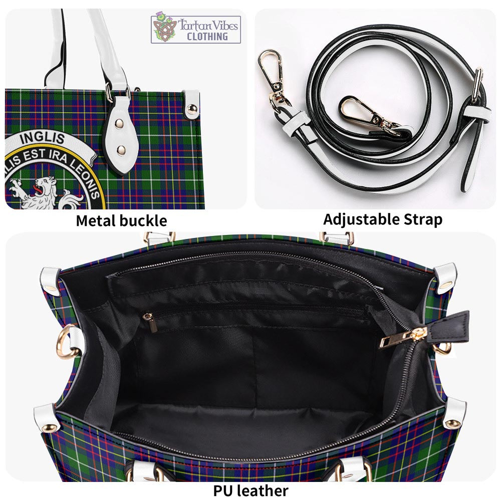 Tartan Vibes Clothing Inglis Modern Tartan Luxury Leather Handbags with Family Crest