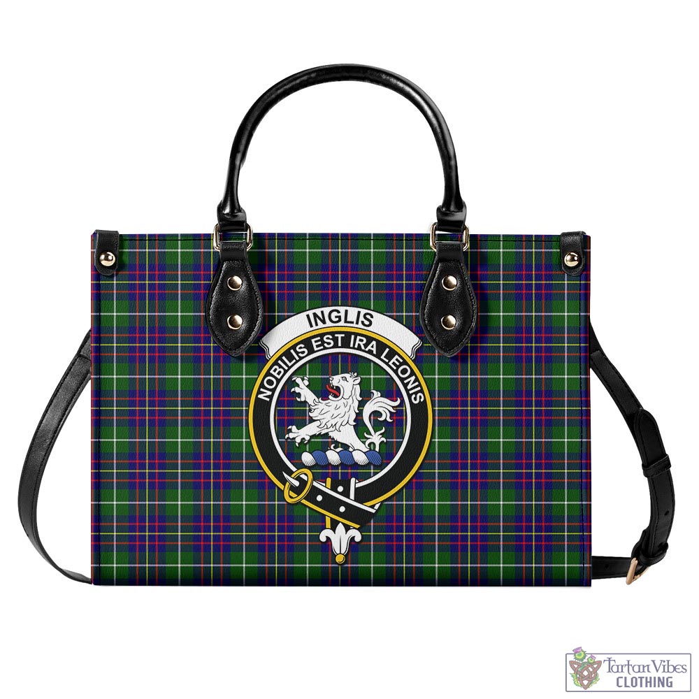 Tartan Vibes Clothing Inglis Modern Tartan Luxury Leather Handbags with Family Crest