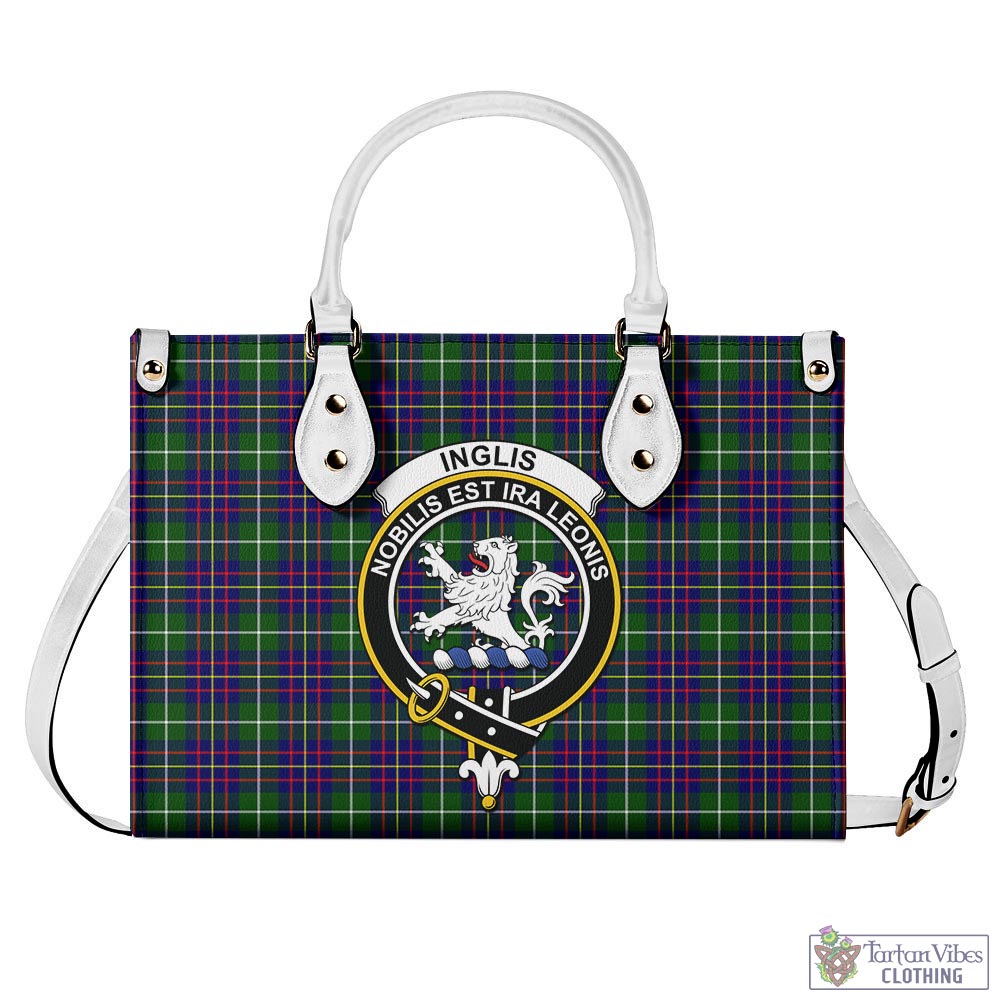 Tartan Vibes Clothing Inglis Modern Tartan Luxury Leather Handbags with Family Crest