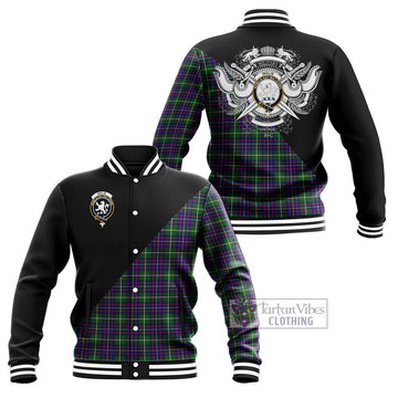 Inglis Tartan Baseball Jacket with Family Crest and Military Logo Style