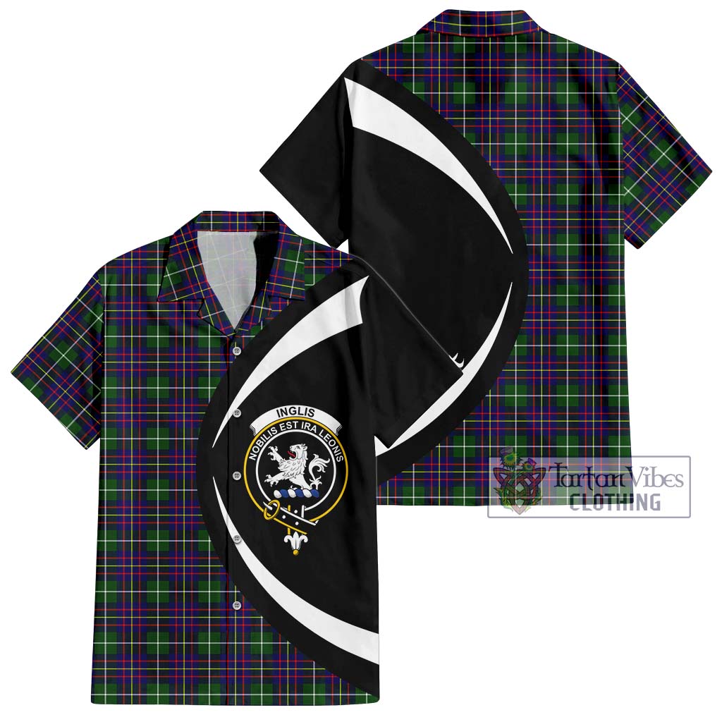 Inglis Tartan Short Sleeve Button Up with Family Crest Circle Style Kid - Tartan Vibes Clothing