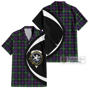 Inglis Tartan Short Sleeve Button Up with Family Crest Circle Style