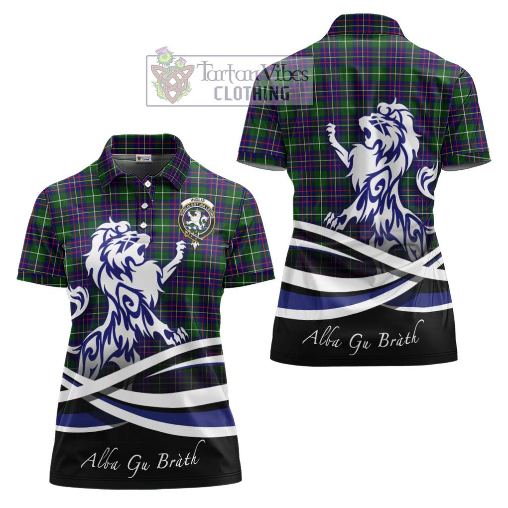 Inglis Tartan Women's Polo Shirt with Alba Gu Brath Regal Lion Emblem Women - Tartanvibesclothing Shop