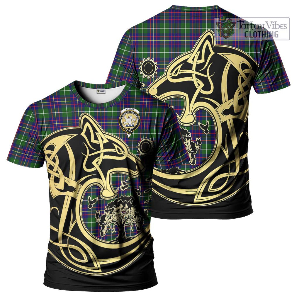 Inglis Tartan T-Shirt with Family Crest Celtic Wolf Style Kid's Shirt - Tartan Vibes Clothing