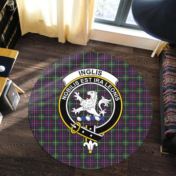 Inglis Tartan Round Rug with Family Crest