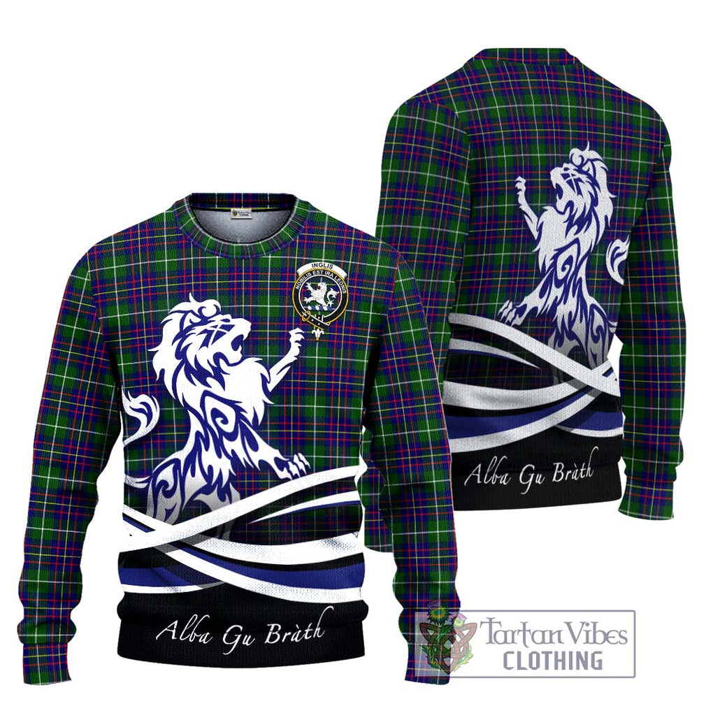 Inglis Tartan Knitted Sweater with Alba Gu Brath Regal Lion Emblem Unisex - Tartanvibesclothing Shop