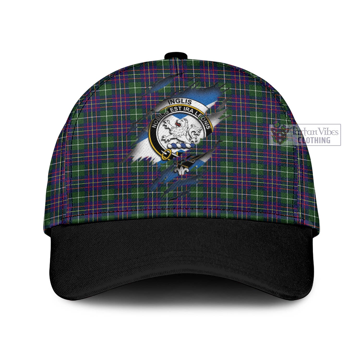 Tartan Vibes Clothing Inglis Modern Tartan Classic Cap with Family Crest In Me Style