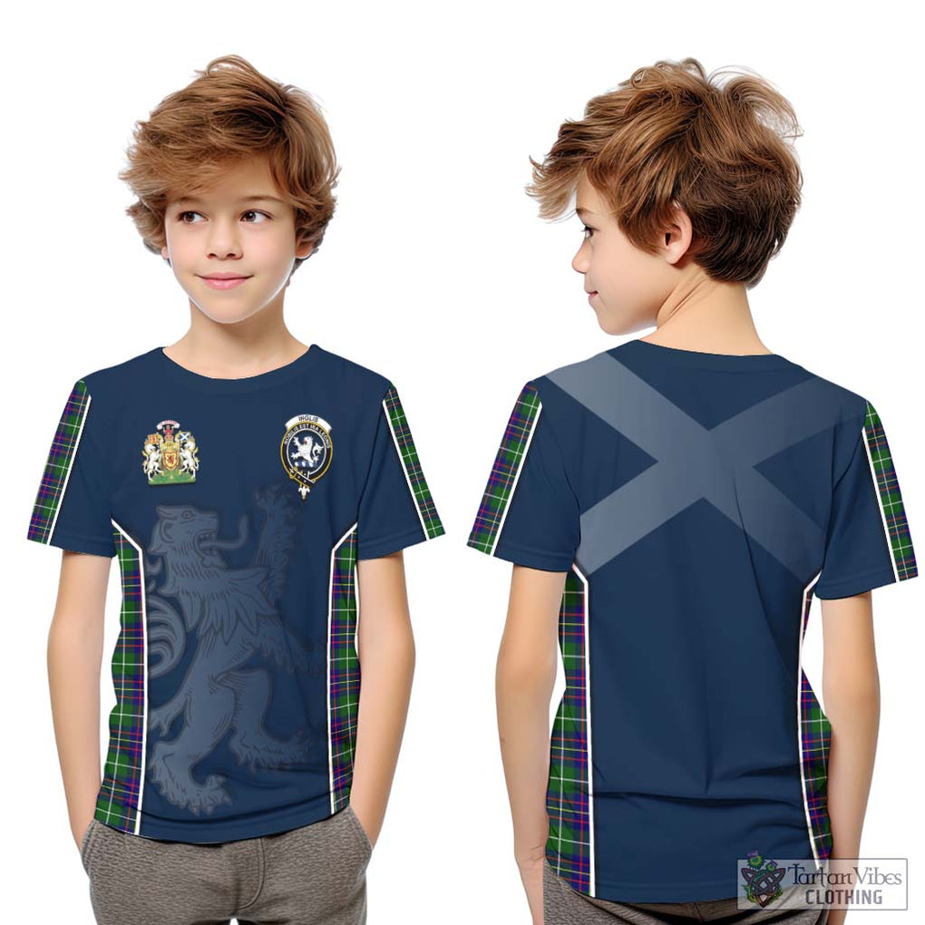 Inglis Tartan Kid T-Shirt with Family Crest and Lion Rampant Vibes Sport Style Youth XL Size14 - Tartan Vibes Clothing