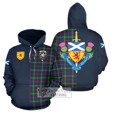 Inglis Tartan Hoodie Alba with Scottish Lion Royal Arm Half Style